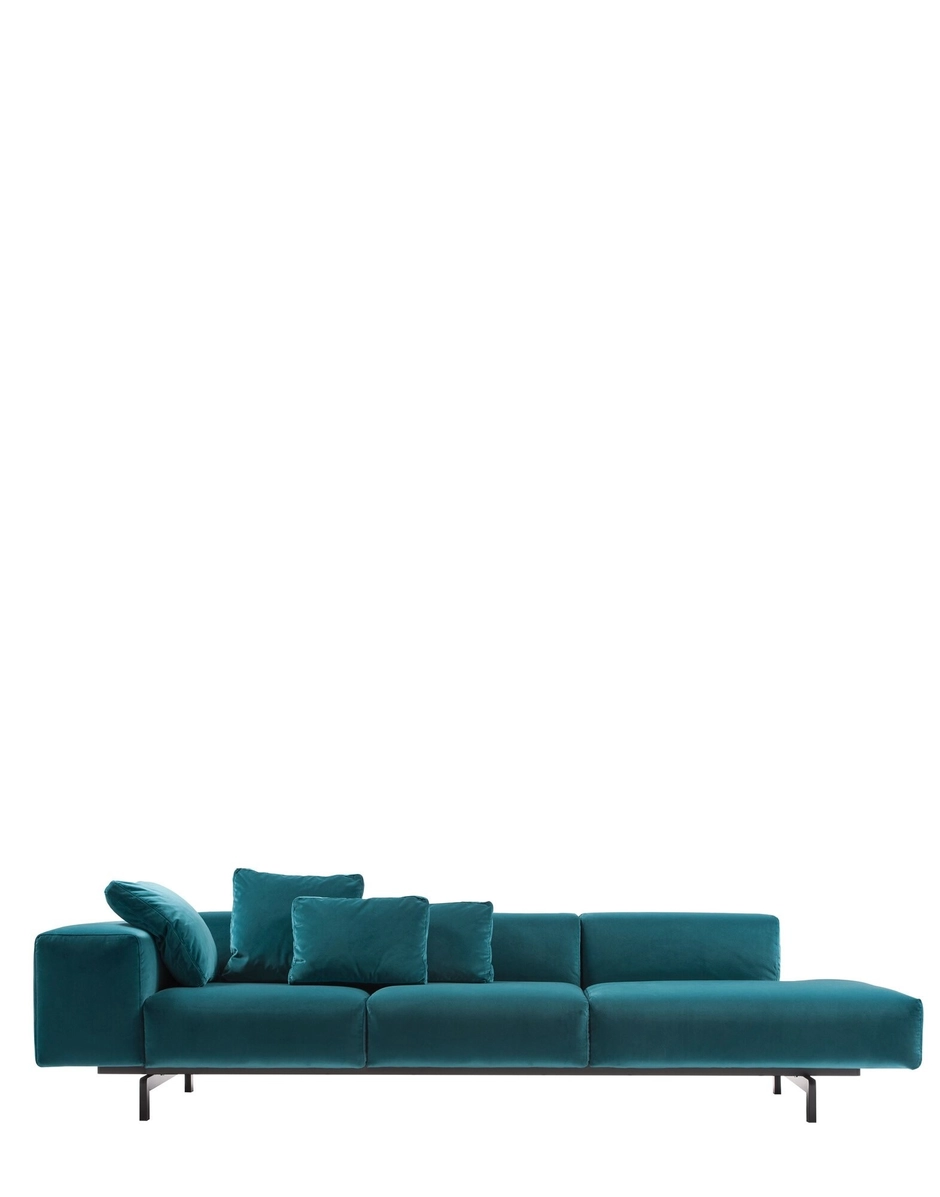 KAR0717153.webp Largo ottoman 3 Lugares veludo - direita - Imagem 1